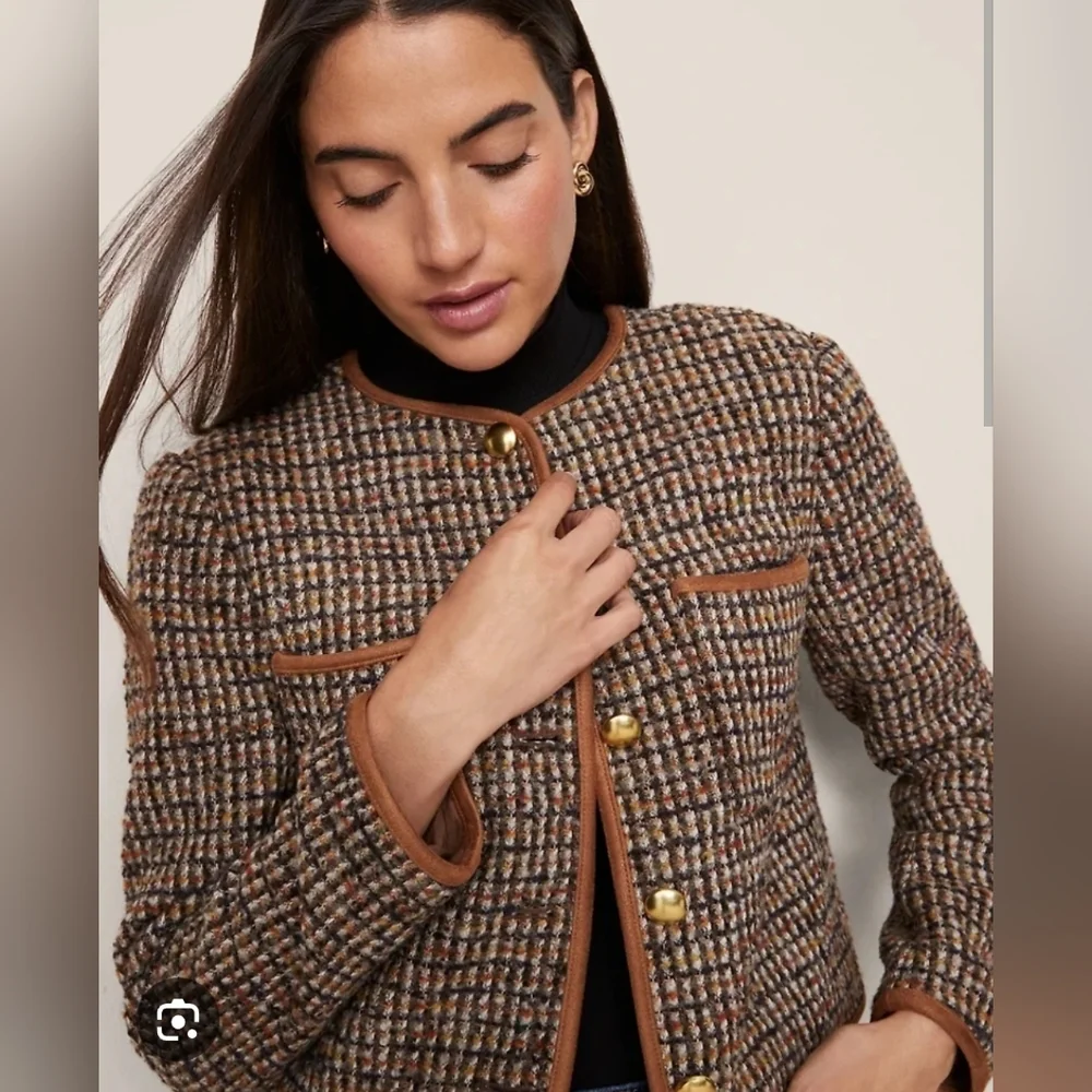NWT Ann Taylor Weekend Tweed Crew Neck Jacket - Picture 2 of 7